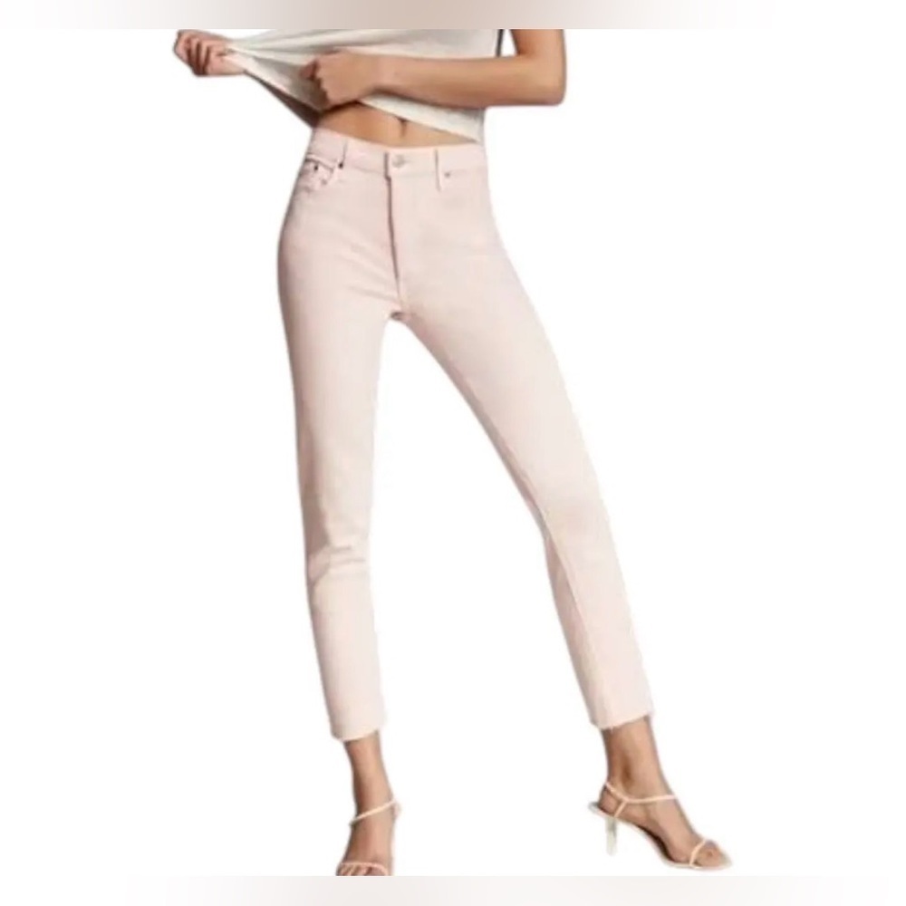DENIM FORUM Sz 28 The Yoko High Rise Slim Pink Beach Cocktail Colour Jeans NEW
